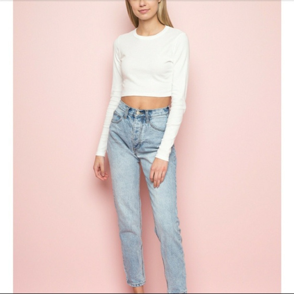 BLACK John Galt Long Sleeve Crop Top